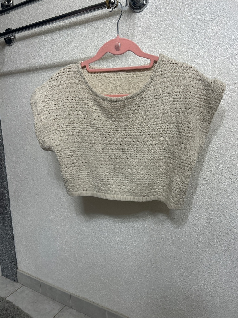 Chunky Knit Boxy Crop Top - Cream